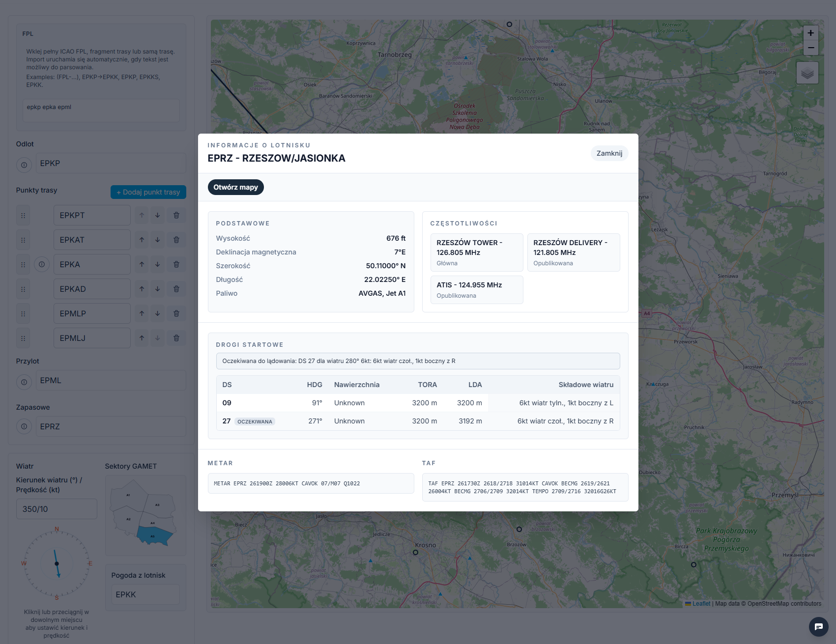 Karta informacyjna lotniska zapasowego